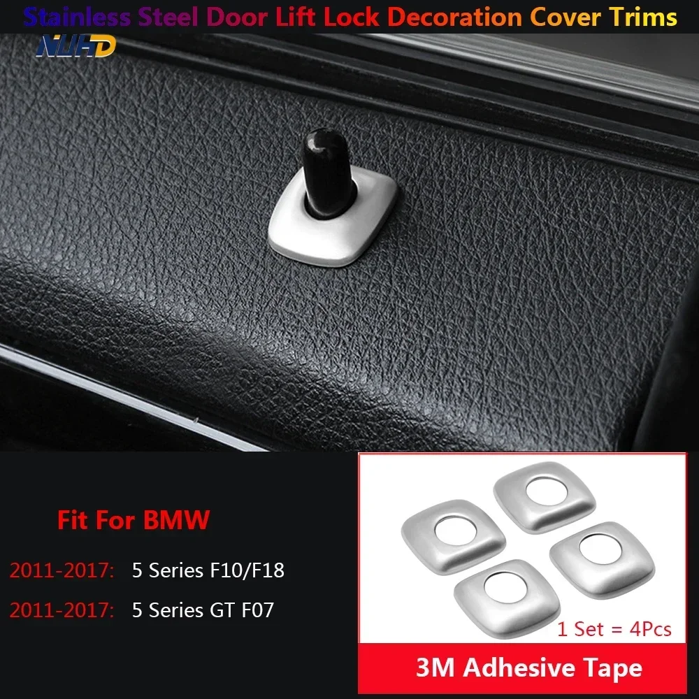 4Pcs Stainless Steel Car Door Lifter Lock Protector Cover Trim Stickers For BMW 5 Serie 5GT F10 F18 F07 Auto Interior Accesorios