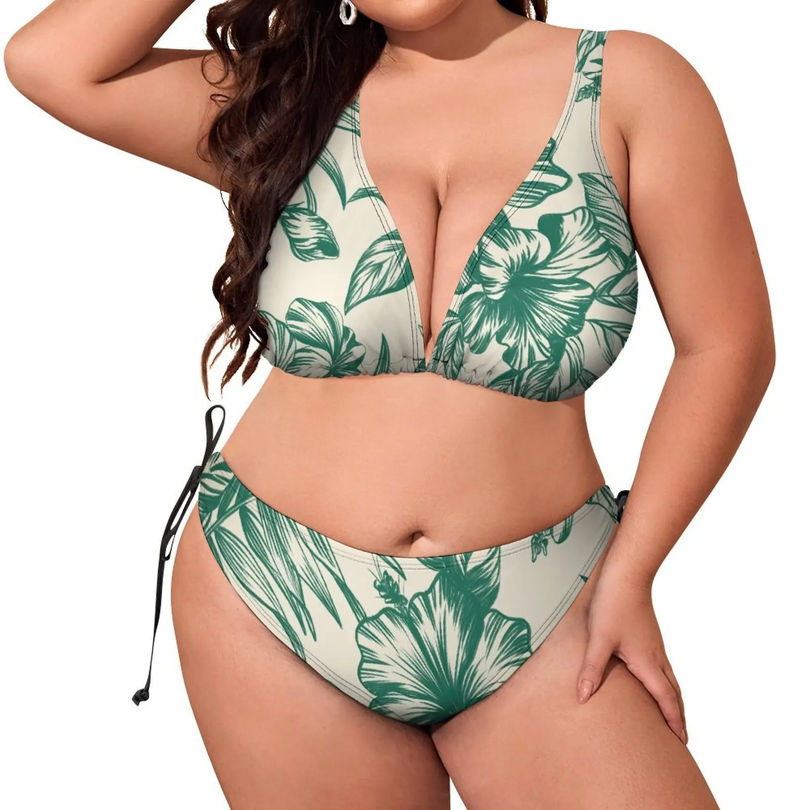 

Женский комплект бикини из двух предметов в полинезийском стиле с принтом, сексуальный купальник с лямкой на шее, легкая ткань, доступна для персонализированной индивидуальности