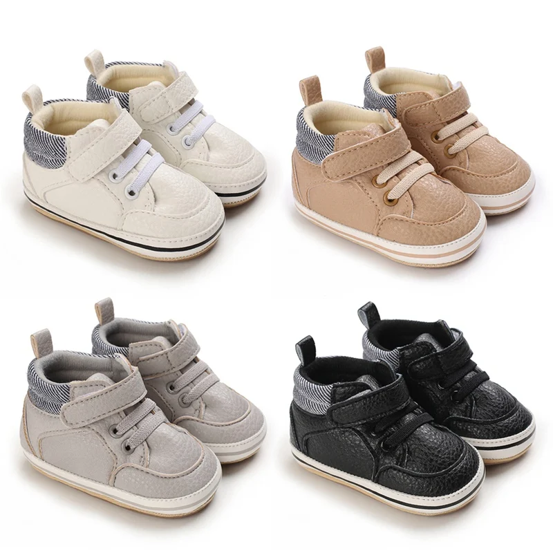 Cute Soft Sole Sneakers: Infant Boy Casual Shoes with PU Leather and Sporty Design (0-18 months)