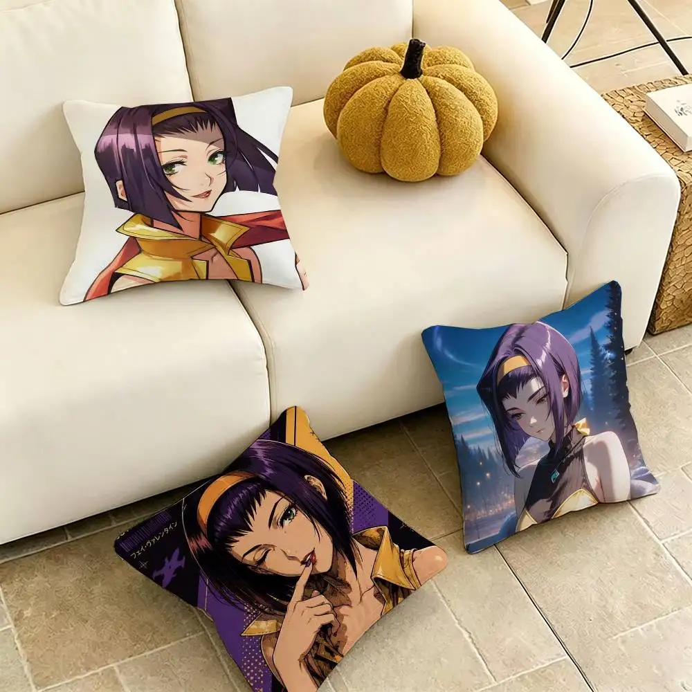 

C-Cowboy Bebop Faye Valentine Pillow Case Square Double-Sided Sofa Cushion Cover Bedroom Bedside Pillow Gift