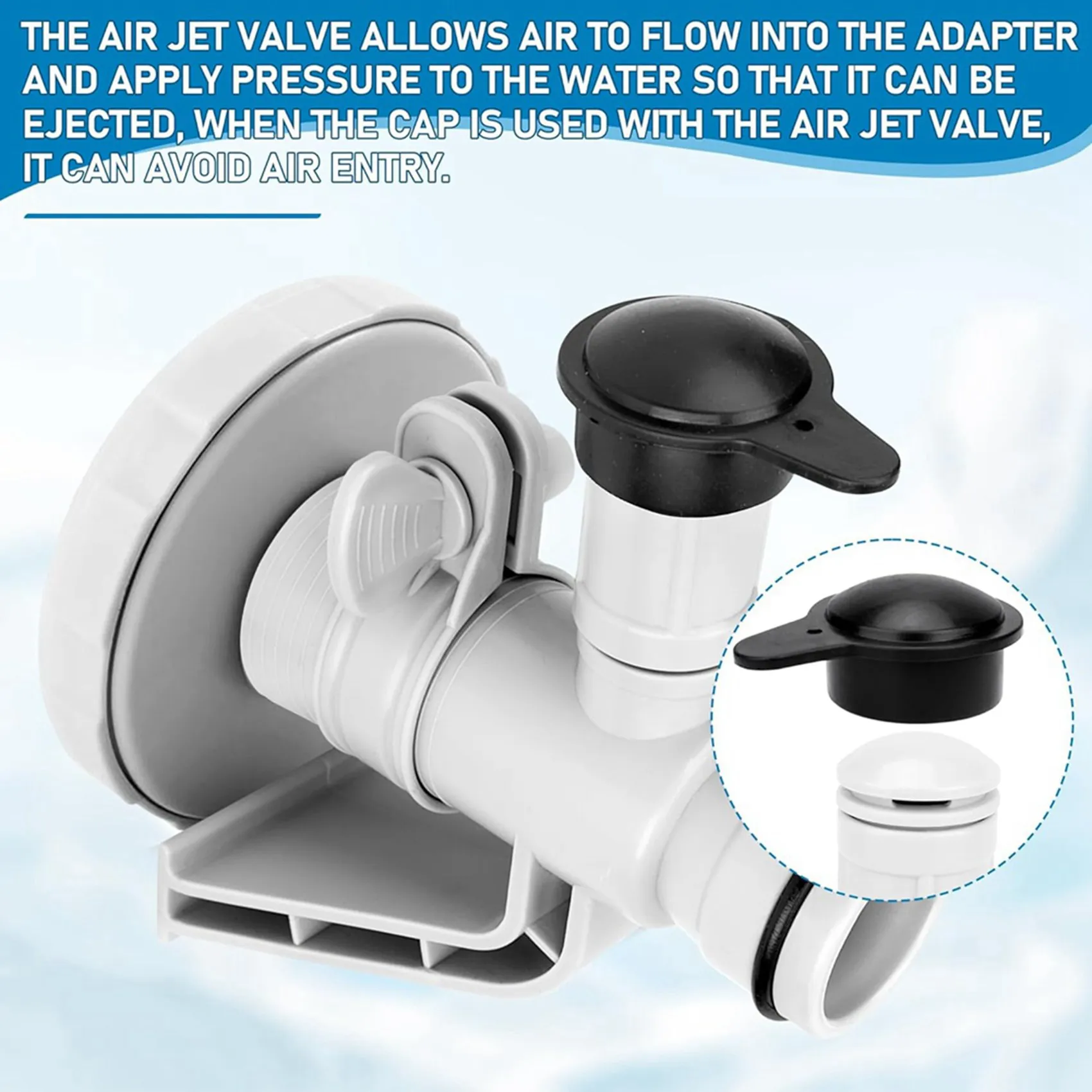 XSXS-2X 12363 12373 Air Jet Valve & Air Jet Valve Cap Fit For Above Ground Pool Inlet Compatible With 26165EH, 26167EH