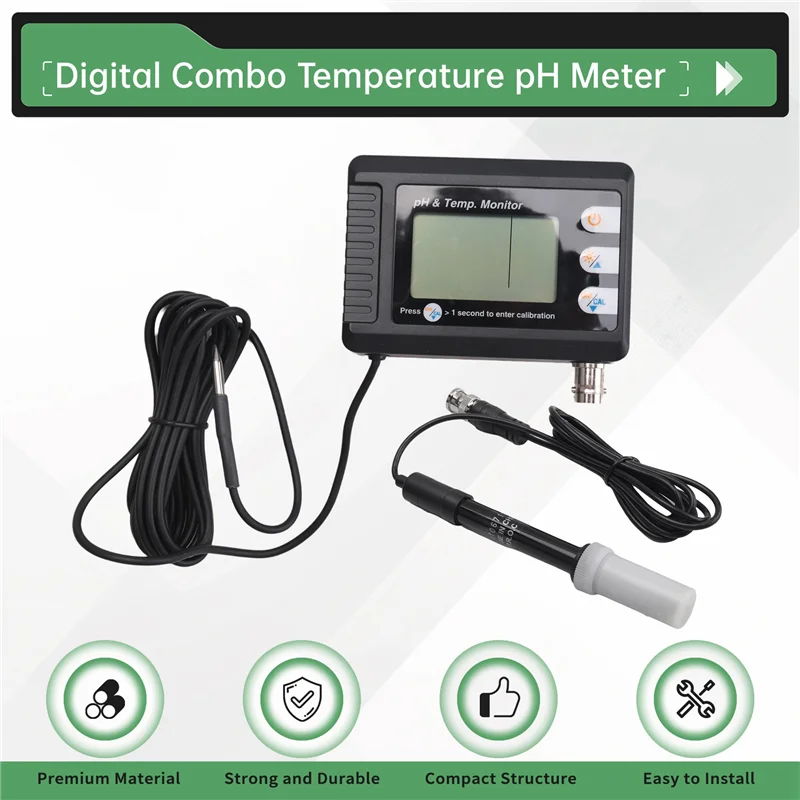 【ขายดี!】เครื่องวัดคุณภาพน้ำแบบดิจิตอล วัดอุณหภูมิและค่า pH พร้อมฟังก์ชันปรับเทียบอัตโนมัติ สำหรับตู้ปลา