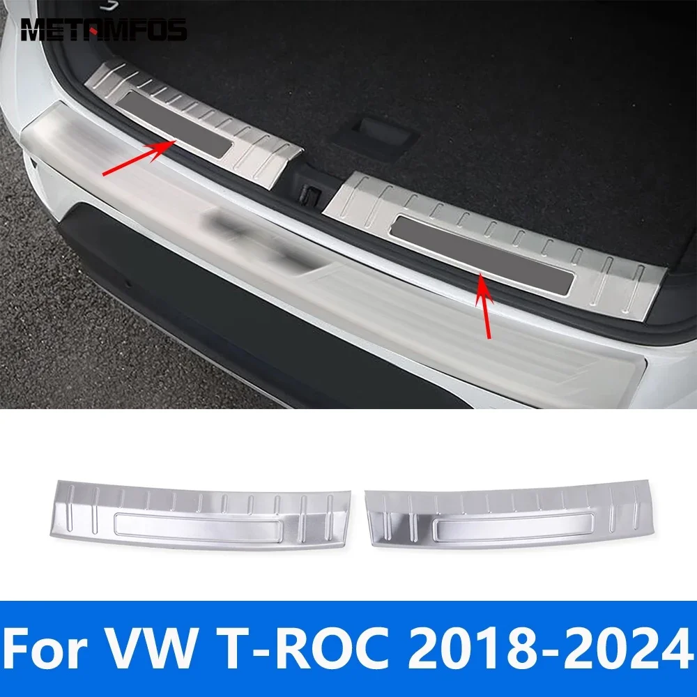 

For Volkswagen VW T-ROC TROC 2018-2022 2023 2024 Interior Rear Trunk Bumper Foot Plate Door Sill Scuff Guard Plate Accessories