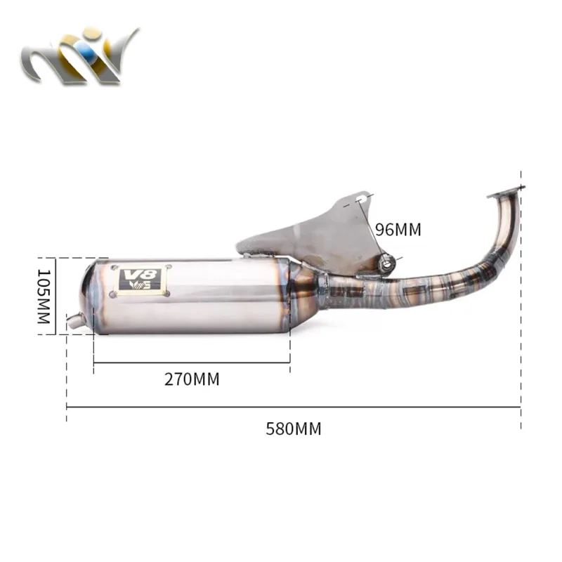 لياماها JOG90 JOG50 JOG 3KJ 3YK 3YJ ZR 2T EX Poche سكوتر V8 تعديل سباق نظام العادم الكامل