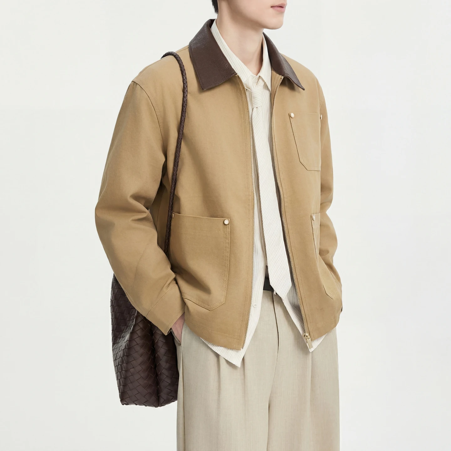 

Весенние куртки для мужчин, высококачественные модные куртки с отложным воротником и длинными рукавами, мужские куртки с передними карманами, деловые повседневные пальто для мужчин