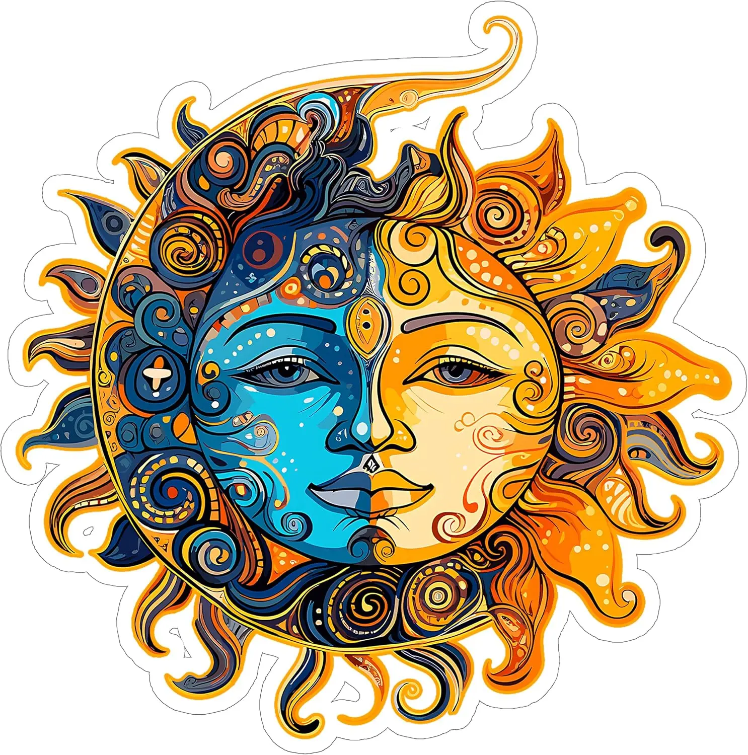 

3PCS Sun and Moon Sticker Celestial Boho Astrology - Waterproof Vinyl Decal