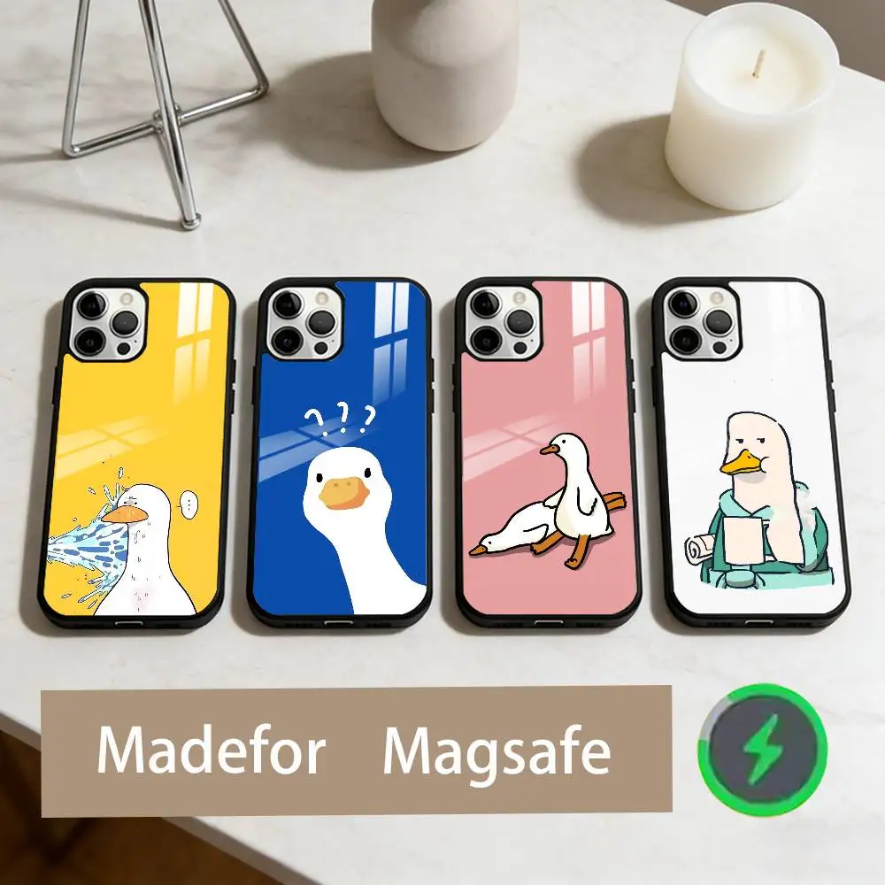 

D-Duck Cartoon G-Goose Phone Case For iPhone17,16,15,14,13,12,11 Plus,Pro Max Magnetic For Magsafe Wireless Charging