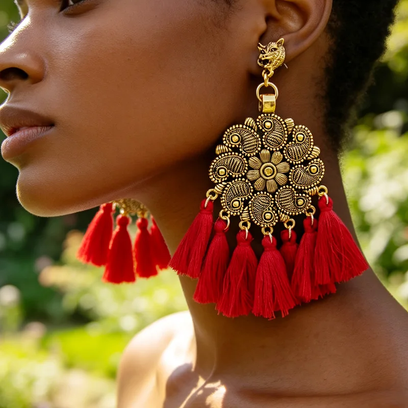 Exaggerated Bohemian Long Tassel Earrings for Women – Stylish, Elegant & Versatile India Earrings Elegant Jewelry Gift