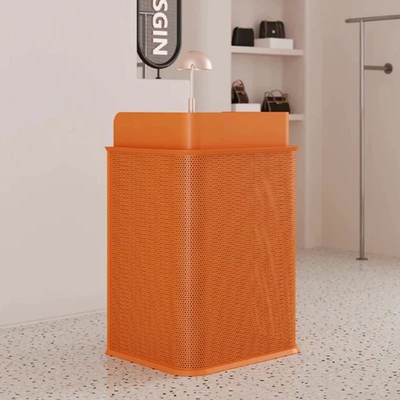 Salon Grade Beauty Reception Desk Contemporary Premium Reception Counter Cushioned Rotating Bureau Reception Office Furniture