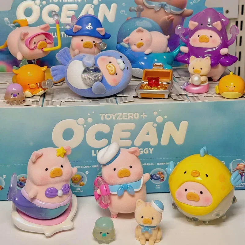 Lulu The Piggy Ocean Figure Lulu Pig Anime Figure sirena figura Kawaii Cartoon Doll sorpresa Box regali Car Desk Ornament Toys