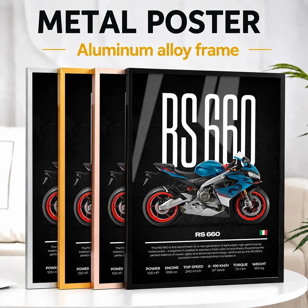 Italy RS 660 Motorcycle Framed Aluminum Metal Poster Customized Photo Urban Rider Style Wall Art For Garage Memorable Fan Gift