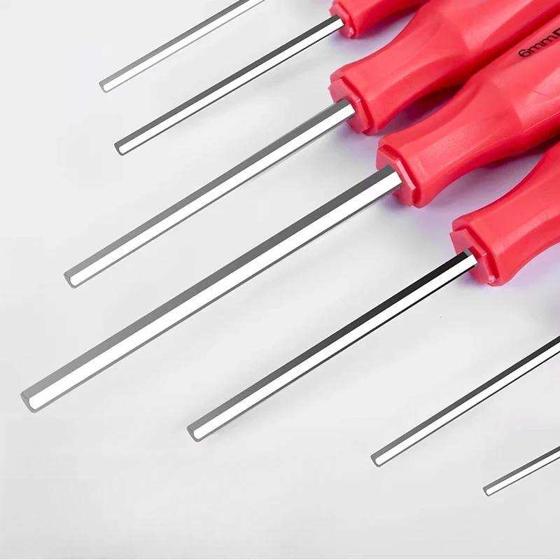 Hexagon Screwdriver, Straight Shank Screwdriver H1.5/2/2.5/3/4/5/6mm Extended Flat Head Hexagon Screwdriver