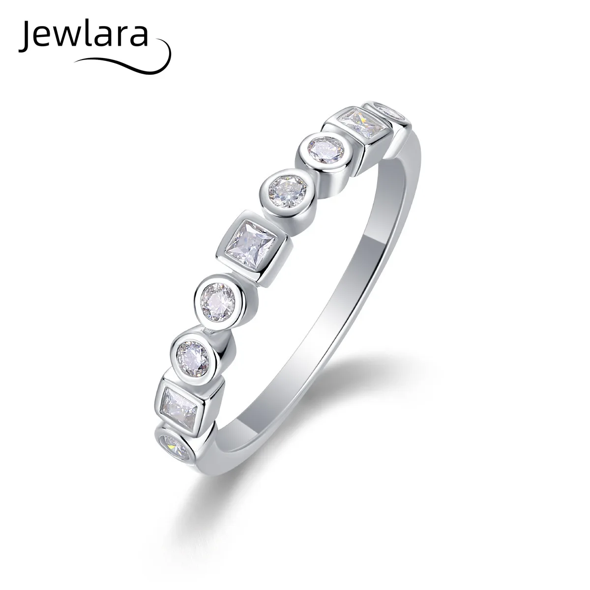 Jewlara Stylish and Simple S925 Silver Moissanite Luxury Inlaid Closed Ring New Rings