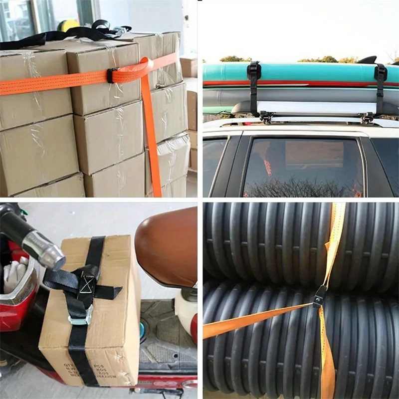 3 Pieces 1M Buckle Tie-Down Belt Cargo Straps For Car Motorcycle Bike With Metal Buckle Tow Rope Strong Ratchet Belt for Luggage image 3