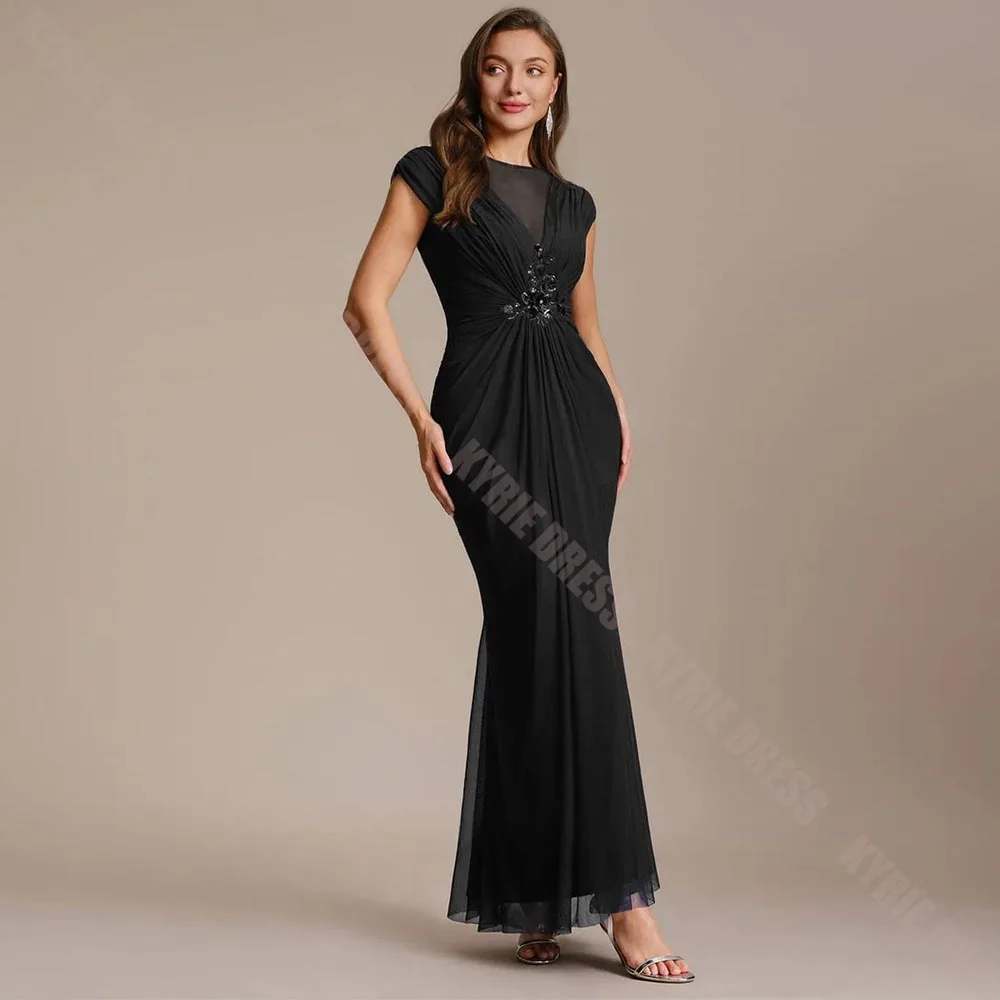 Customized Mother of The Bride Dress 2026 Boat Neck Sequin Applique Elegant Column for Wedding Guest Dresses Party Evening Gowns