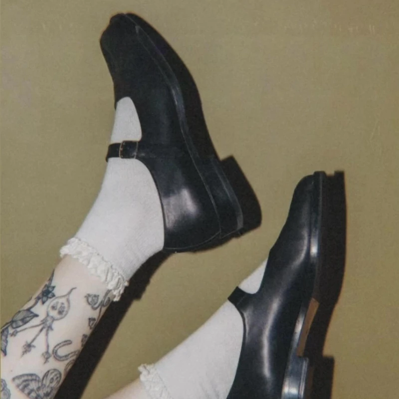 

IPPEUM Mary Janes Tabis Split Toe Tabi Footwear Shoes Black Plus Size 35-44