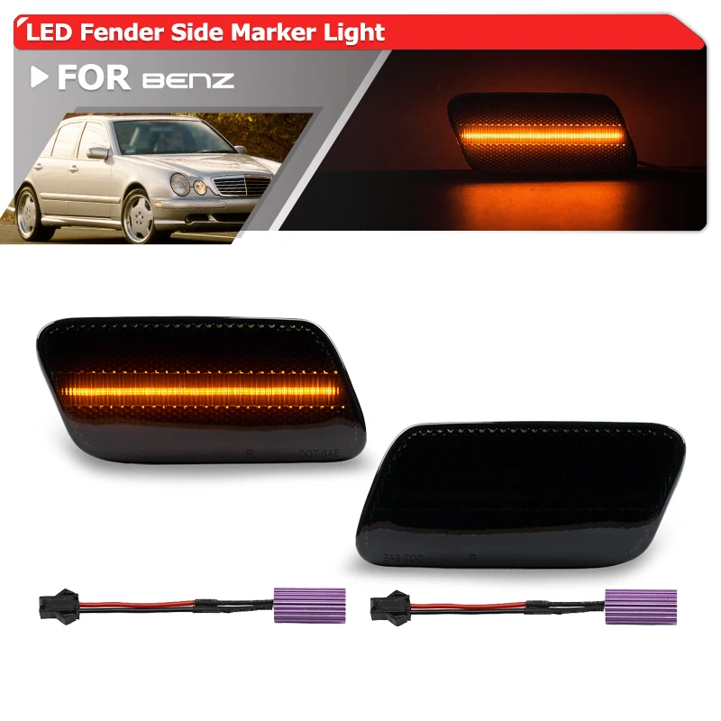 Euro-Style Smoked Led Side Marker Lights For Benz W210 E-Class E300 E320 E420 E430 E55 AMG 1996-2002 Auto Fender Flare Lamps