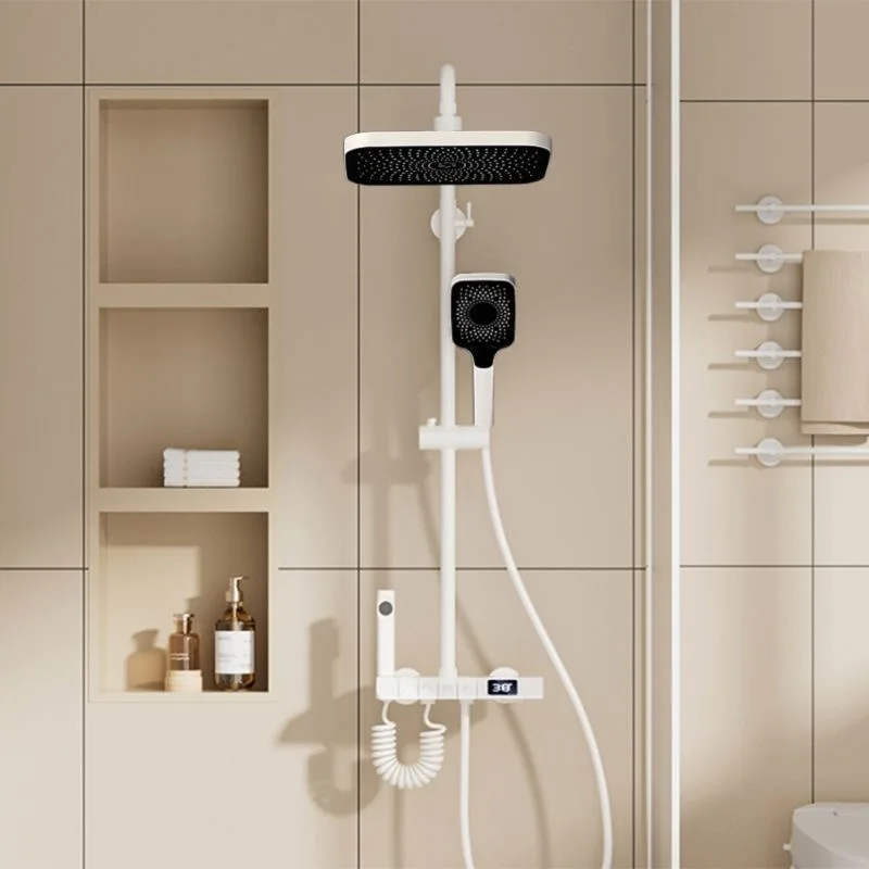 Aluminum Shower Set Digital Display Shower Set  Piano Button With Ambient Light Bathroom Faucets Shower Head Kit