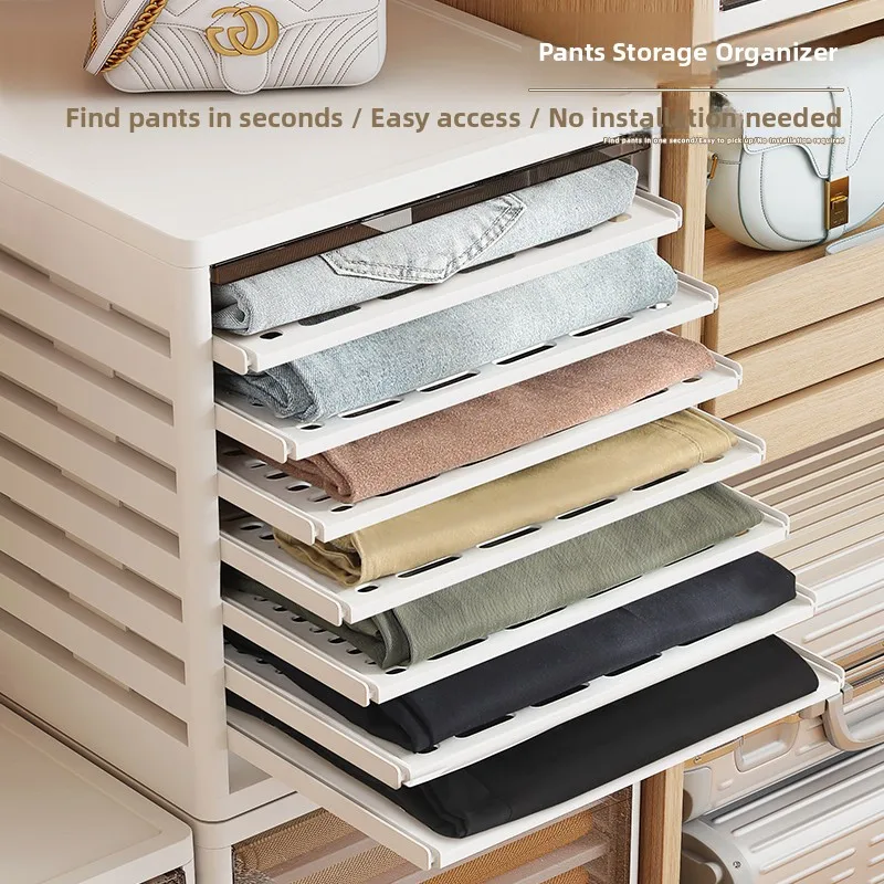 

Japanese Style Home Storage Organizer Jeans Underwear Drawer Box for Autumn Winter Denim Pants Sweater Clips Multi-layered