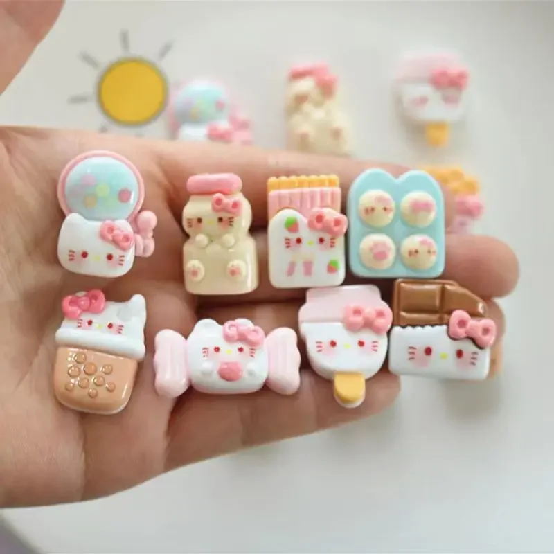 10pcs Schattige Cartoon Cat Drink Bottle, Ice Cream, Chocolate Hars Plakboek Diy Sieraden Kinderen Cadeau Haarspeld Accessoires