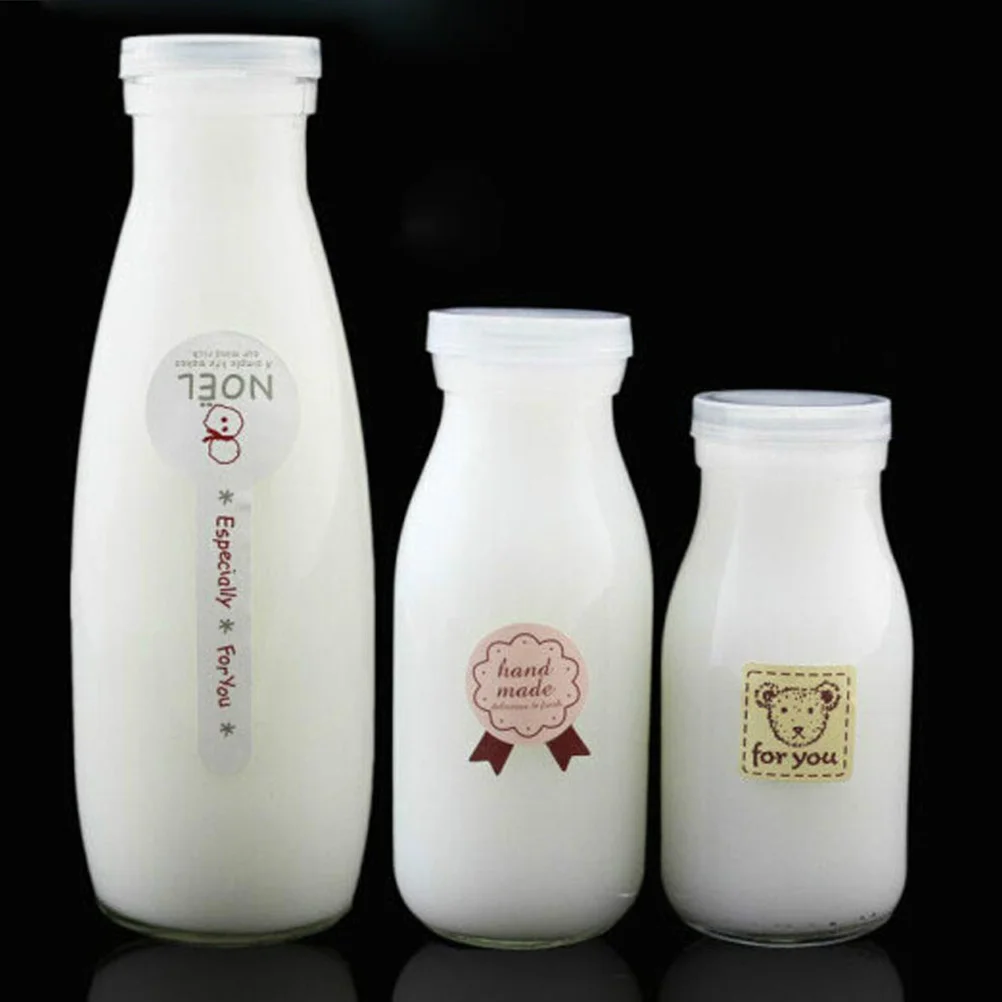 

6Pcs 250Ml Heat Resistant Glass Milk Bottles Microwave Safe Thickened Glass Milk Jars Reusable Transparent Yogurt Bottle