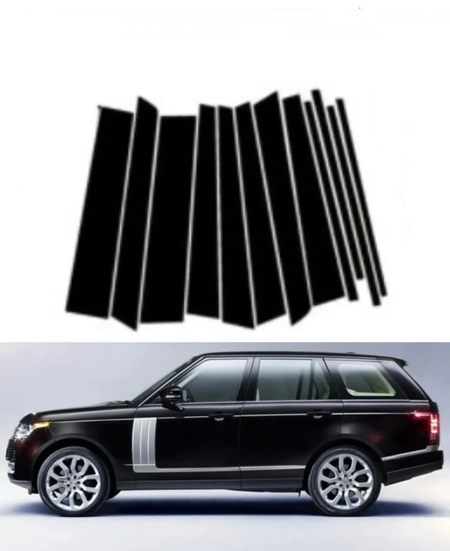 

12PCS Gloss Black Pillar Posts Car Window Trim Fit For Range Rover (L322) 2002-2008 2009 2010 2011 2012 Cover BC Column Stickers