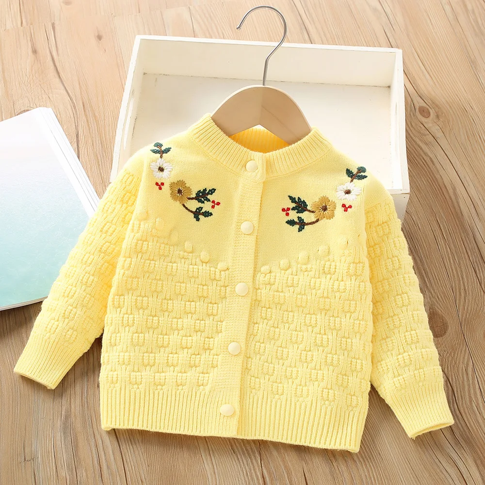 Girls Sweaters Autumn Winter Children Knitted Coats For Baby 1 3 4 5 6 Years Kids Woolen Jackets Clothes Toddler Outerwear Tops