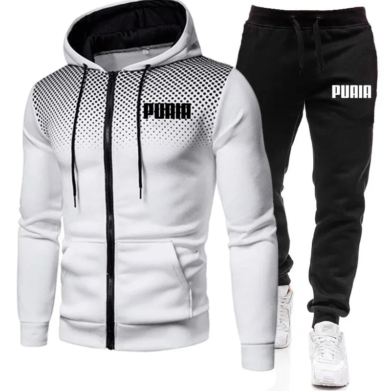 2023 nuovo inverno abbigliamento da uomo Set da uomo stampa felpa con cappuccio Set felpa con cerniera in pile pantaloni sportivi Casual tute da uomo