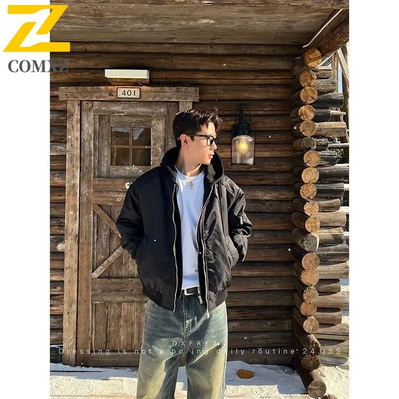 

COMXZ новая осенне-зимняя хлопковая куртка мужская повседневная утолщенная рабочая одежда с хлопковым наполнителем и капюшоном водонепроницаемая ветрозащитная верхняя одежда с подкладкой