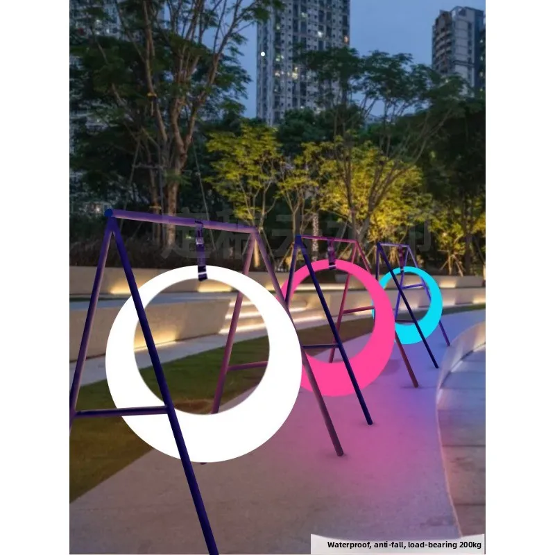 Luminous swing outdoor double hanging chair B & B courtyard solar moon multi-person luminous rocking chair