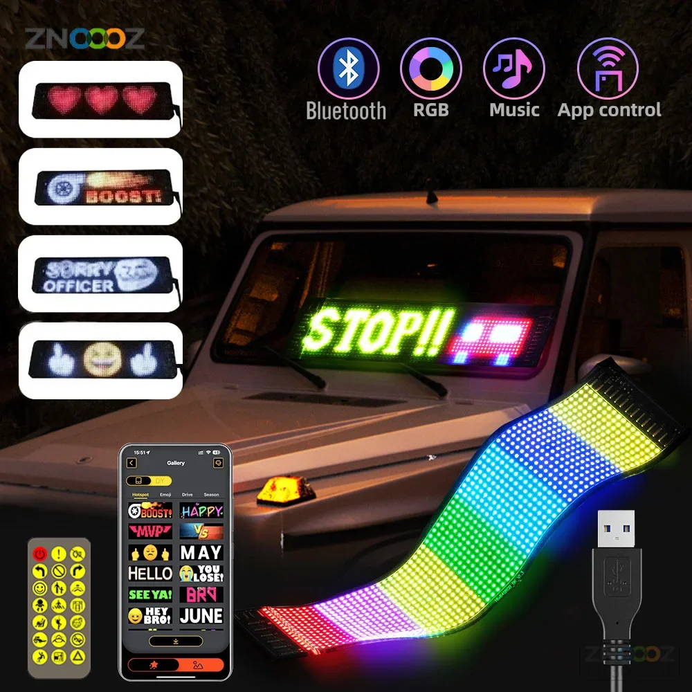 

Scrolling Advertising LED Sign USB 5V Bluetooth App Control Logo Light Custom Text Pattern Animation Programmable Display Car