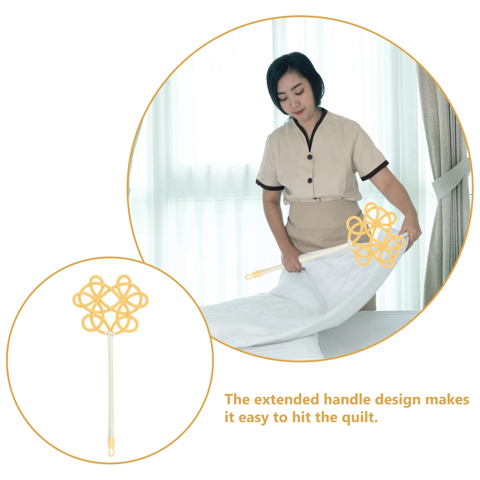 

Rug Beater Paddle Imitation Rattan Quilt Duster Long Handle Dusting Tool for Blankets Down Jackets Home Cleaning