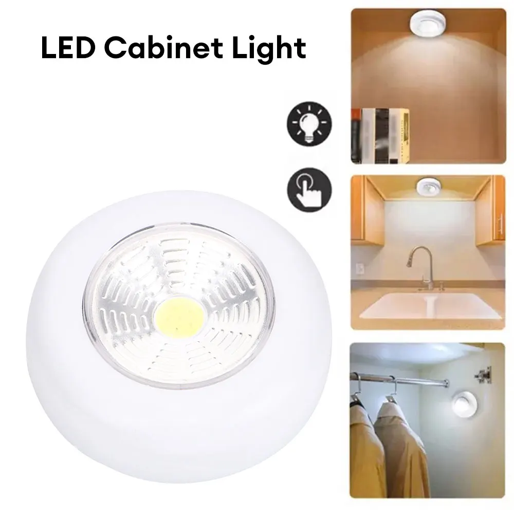 Luz LED COB para debajo del gabinete con pegatina adhesiva, lámpara de pared inalámbrica, armario, cajón, armario, luz nocturna, suministro para el hogar