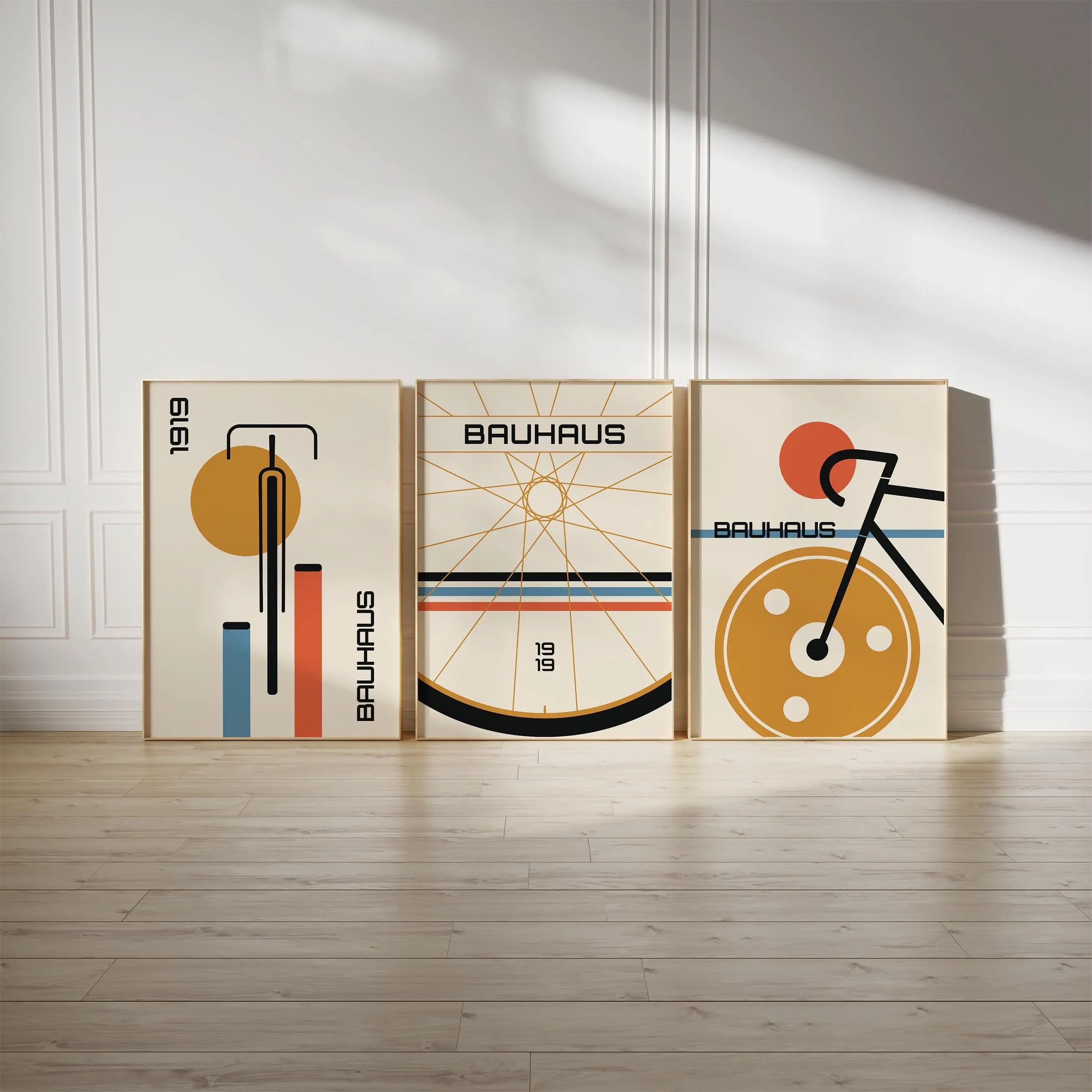 3pcs/set Abstract Bauhaus Bike Posters Modern Bicycle Prints Painting Minimalist Cycling Wall Art Poster for Living Room Decor