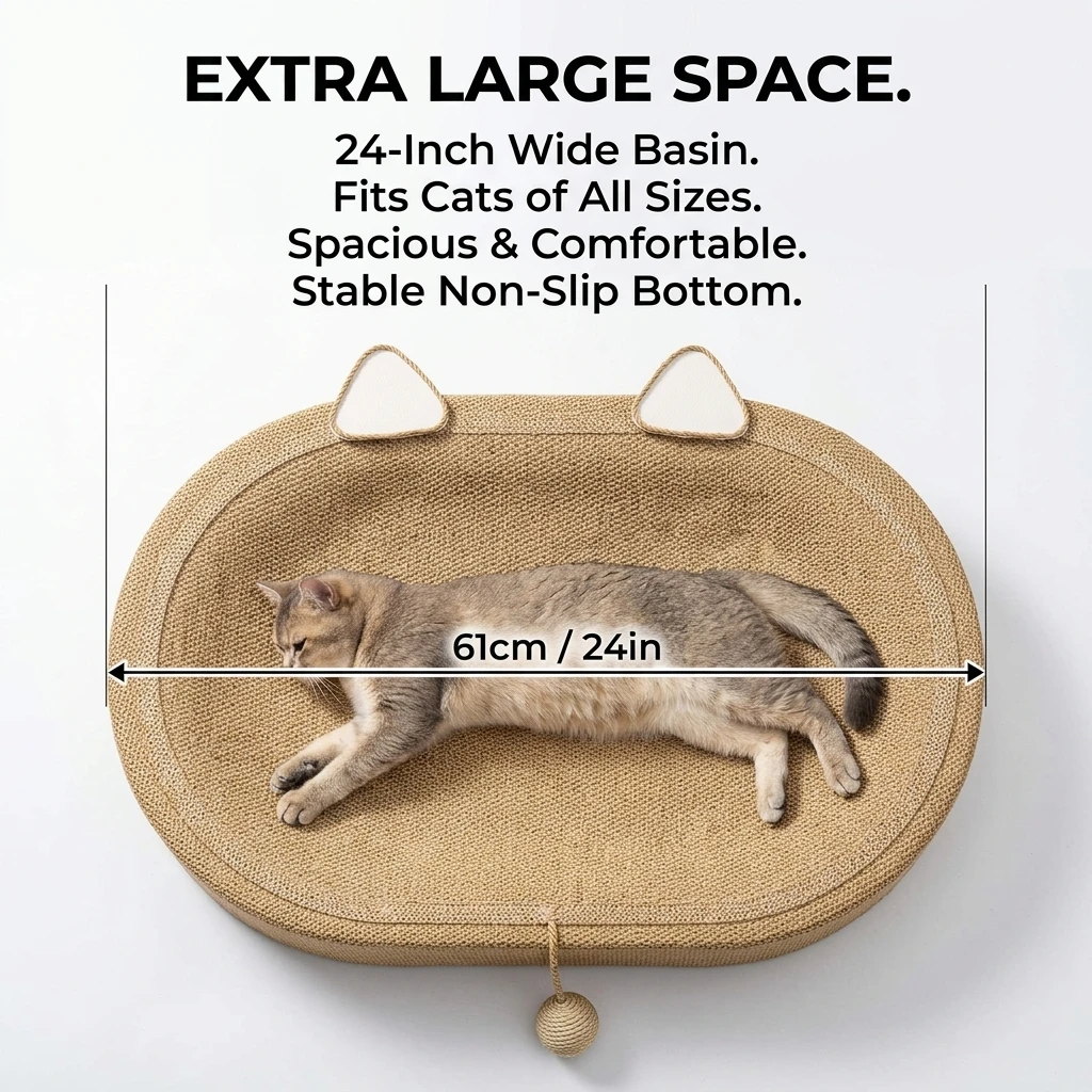 Cat Scratcher Bed Sisal Wear-Resistant Large Cat Nest Lounge All-Season Durable Pet Scratching Sofa with Toy Ball