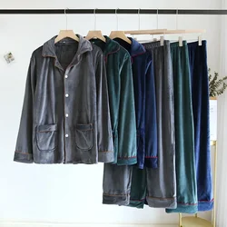 2026 Autumn/Winter New Men's Pajama Set Flannel Thickened Warm Long Sleeve Pants Coral Plush Home Fur Two Piece Set for Men