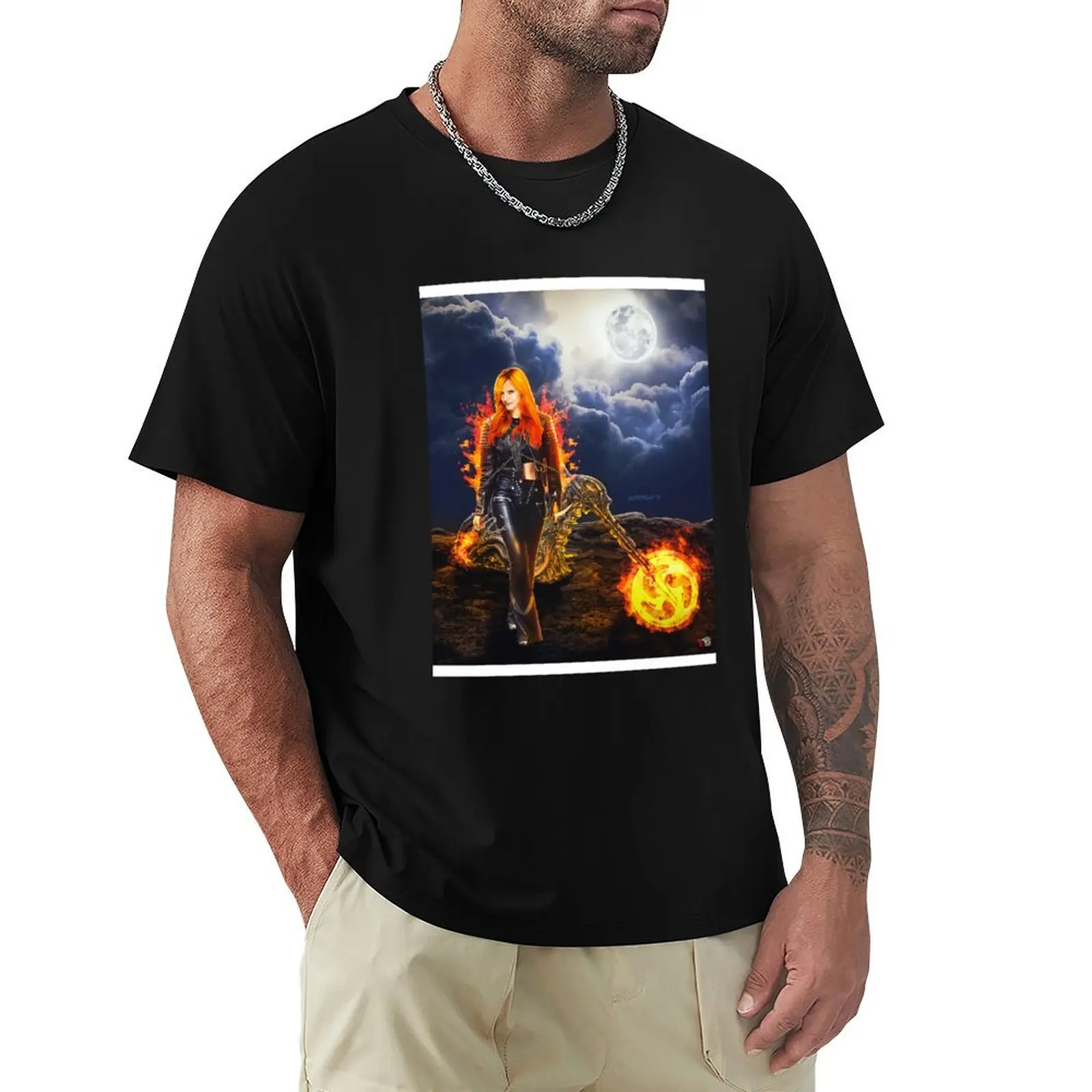 

Bella Thorne - Female Ghost Rider Poster T-Shirt for a boy hippie clothes customs design your own mens graphic t-shirts hip hop