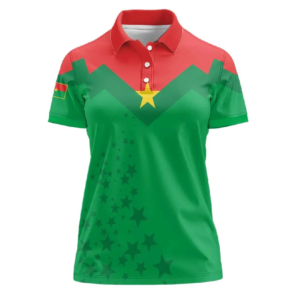 Burkina Faso Women Polo Shirt T Shirt Flag Colorblock Crest Print Short Sleeve Turn Down Collar Casual Sports Top Hot