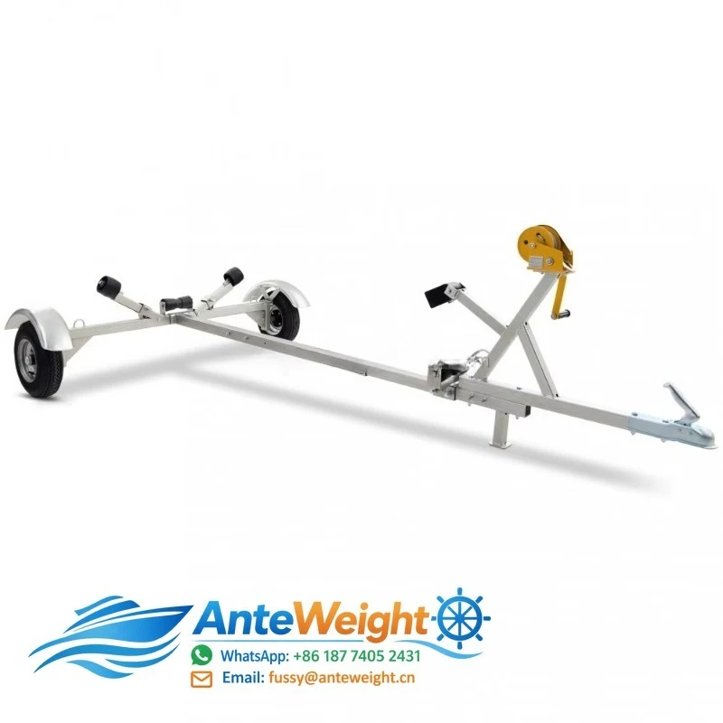 2026 Canoe & Kayak Fishing Boat Cart European Boat Trailer 380 Kgs with Winch Adjustable Single Axle for Watercraft Trailers