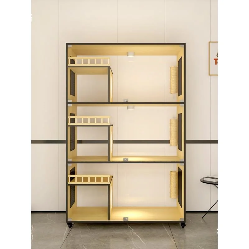 Pet store cat display cabinet double-sided glass solid wood cat cage breeding cabinet pet foster cage household