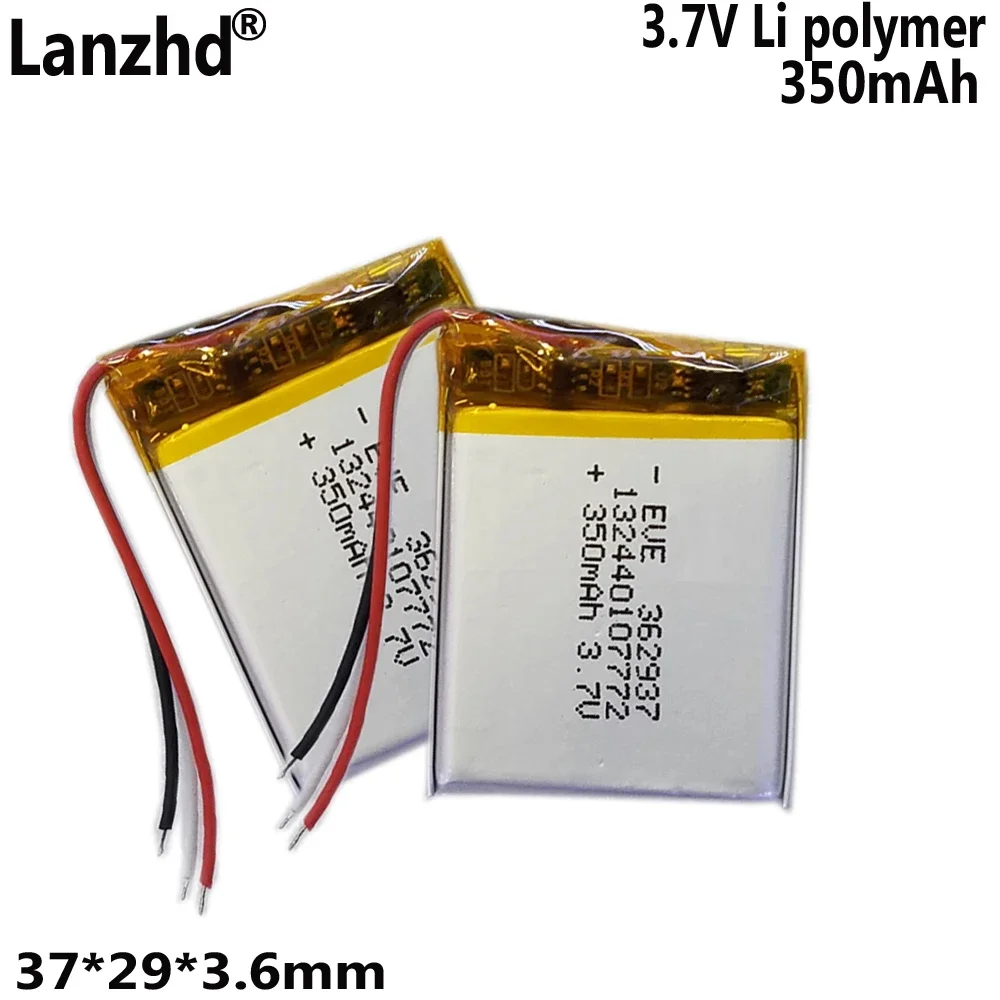 3.7V 350mAh lithium battery 362937 353035 353040 For dashcam electronic watch battery DVD CD MP4 PDA 3.6*29*37mm