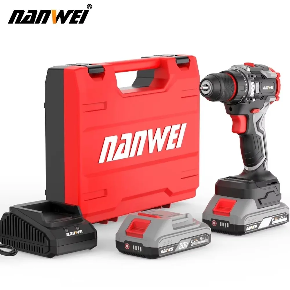 Industrial Grade 20V Cordless Drill Driver Kit 2000mAh Li-ion Battery Variable Speed Brushless Motor 1/2 Inch OEM Power