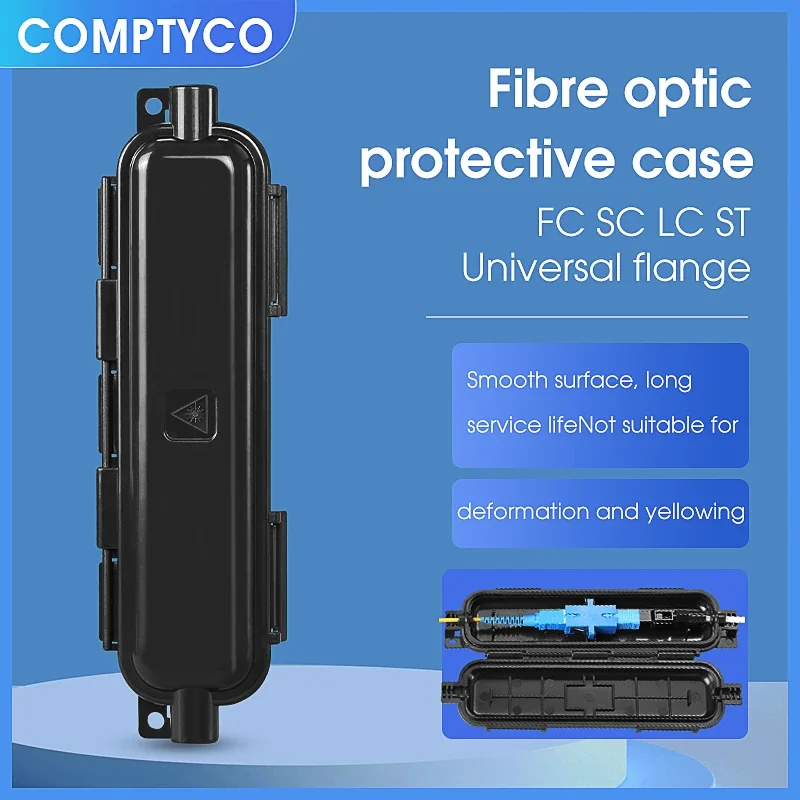 10PCS FTTH Drop Optical Fiber Protection Box Cable Rotection Box with SC Adapter Type Waterproof Protected Box