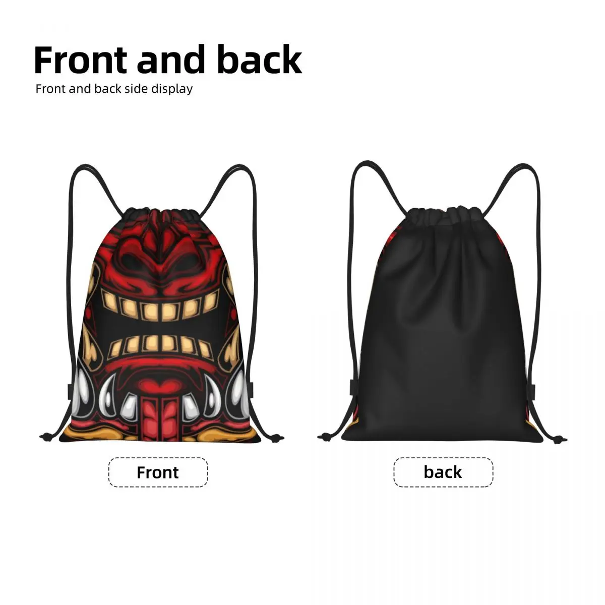 Custom Hannya Barong Drawstring Backpack Bags Lightweight Japanese Samurai Demon Monster Oni Gym Sports Sackpack Sacks for Yoga