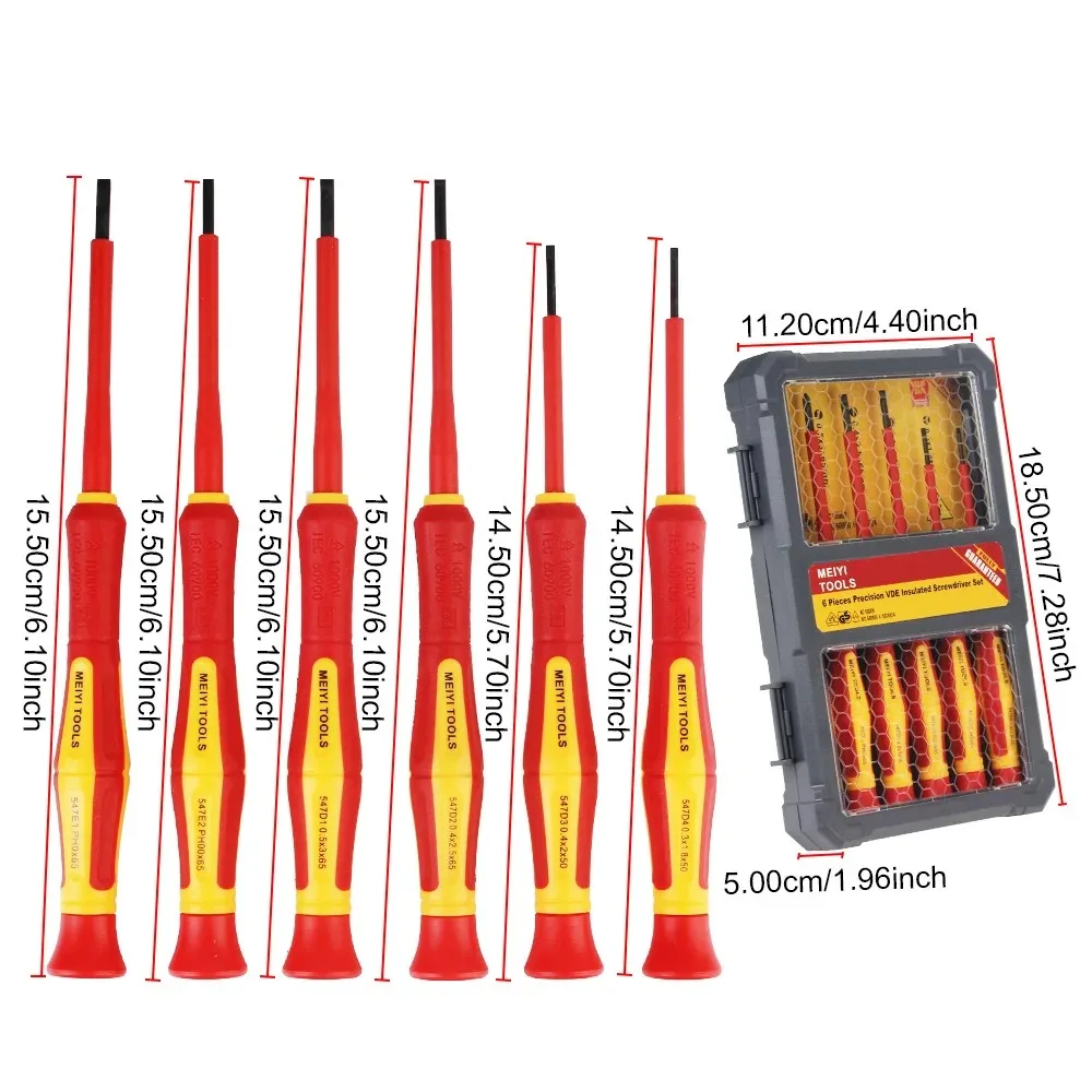 6 In1 Precision Screwdriver Bit 1000V Insulated Phillips Slotted Screw Driver Magnetic Multifunctional Electrician Repair Tool