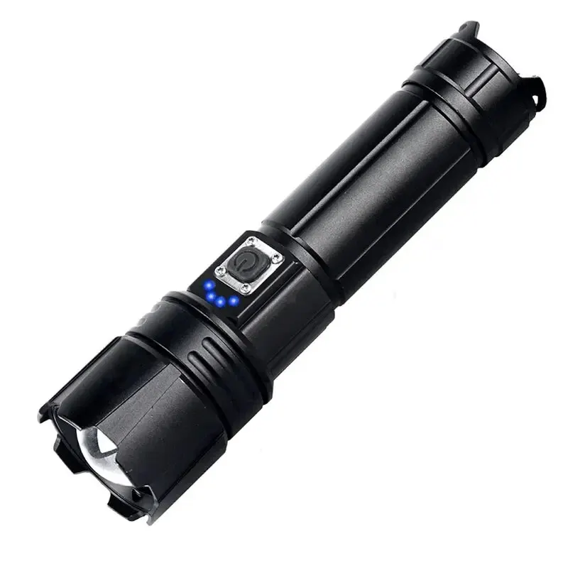 High Bright LED Tactical Flashlight Zoomable Torch 5 Lighting Modes Laser Wick Outdoor Waterproof Camping Adventure Hand Lamps