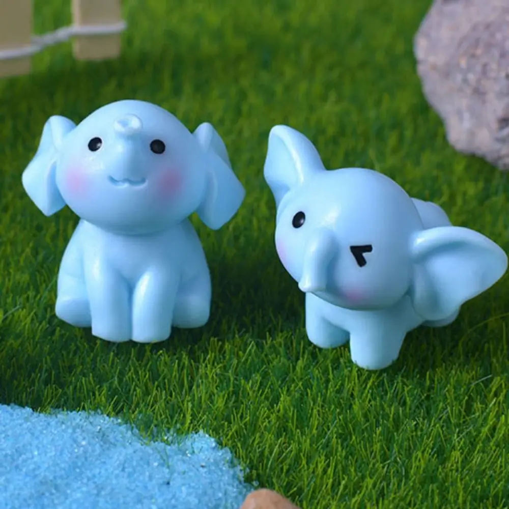 Mini Cute Elephant Ornaments DIY Cartoon Resin Animal Model 3D Elephant Micro Landscape Home Decor
