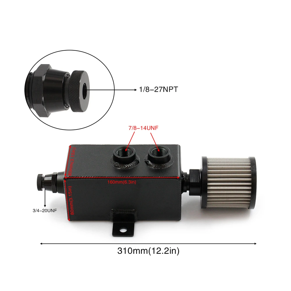 

​10AN Baffled Oil Catch Can Oil Breather Tank with Valve1L Universal Aluminum