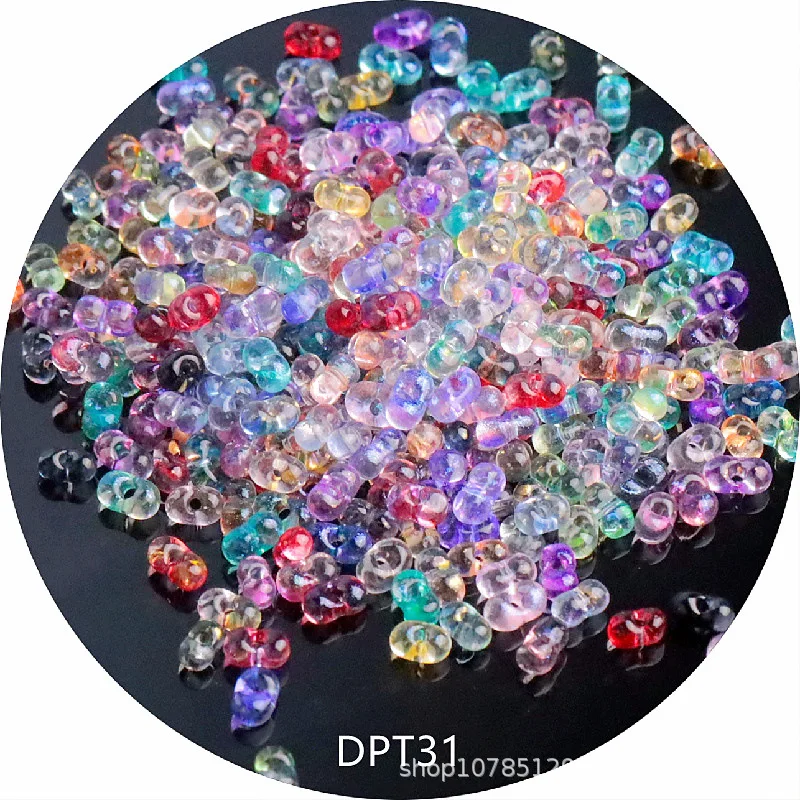 

3X6mm Mermaid Gradual Change Color Glass Peanut Beads, Transparent Two-color DIY Handmade Jewelry Beads