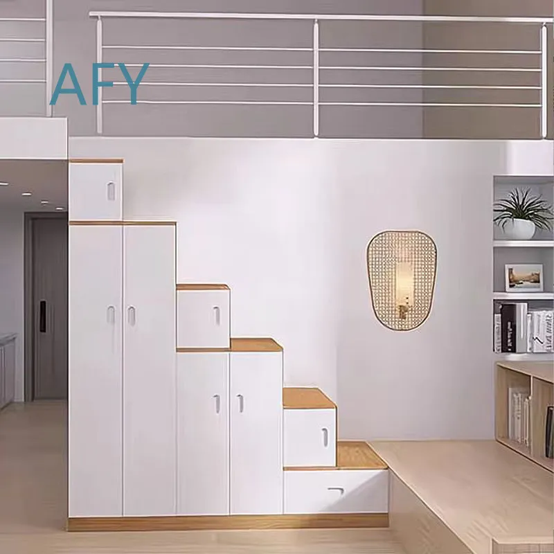 All Solid Wood Upper and Lower Beds for Kids Childrens Bunk Bed with Built-in Staircase Storage Cabinet Step Ladder Bed for